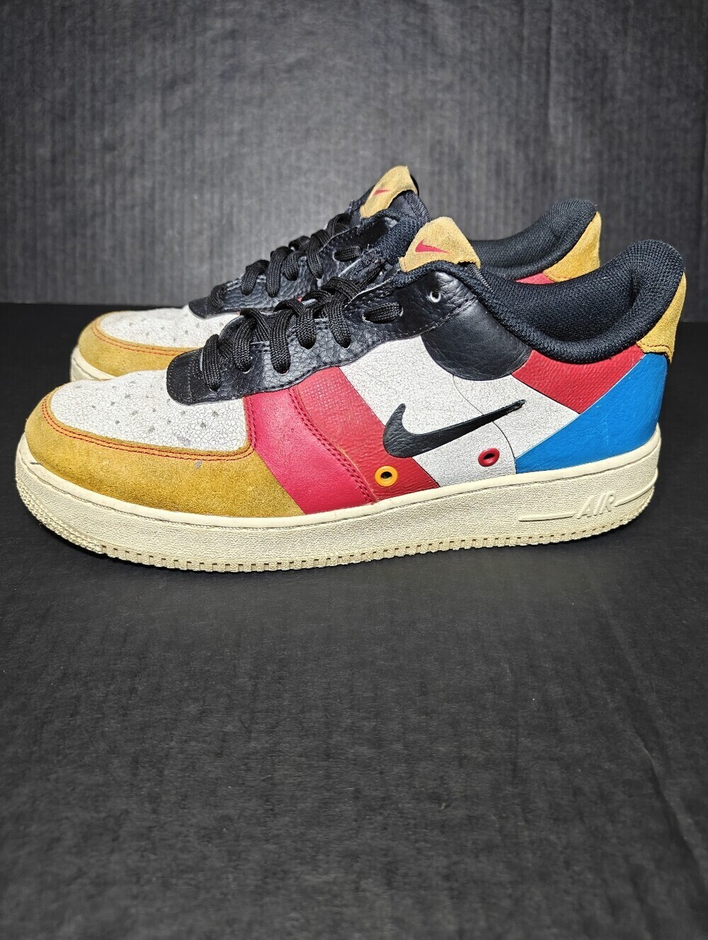 Nike Air Force 1 Low Premium Amber Rise/Black Blue/Sail Sneakers Men's Shoes 9.5